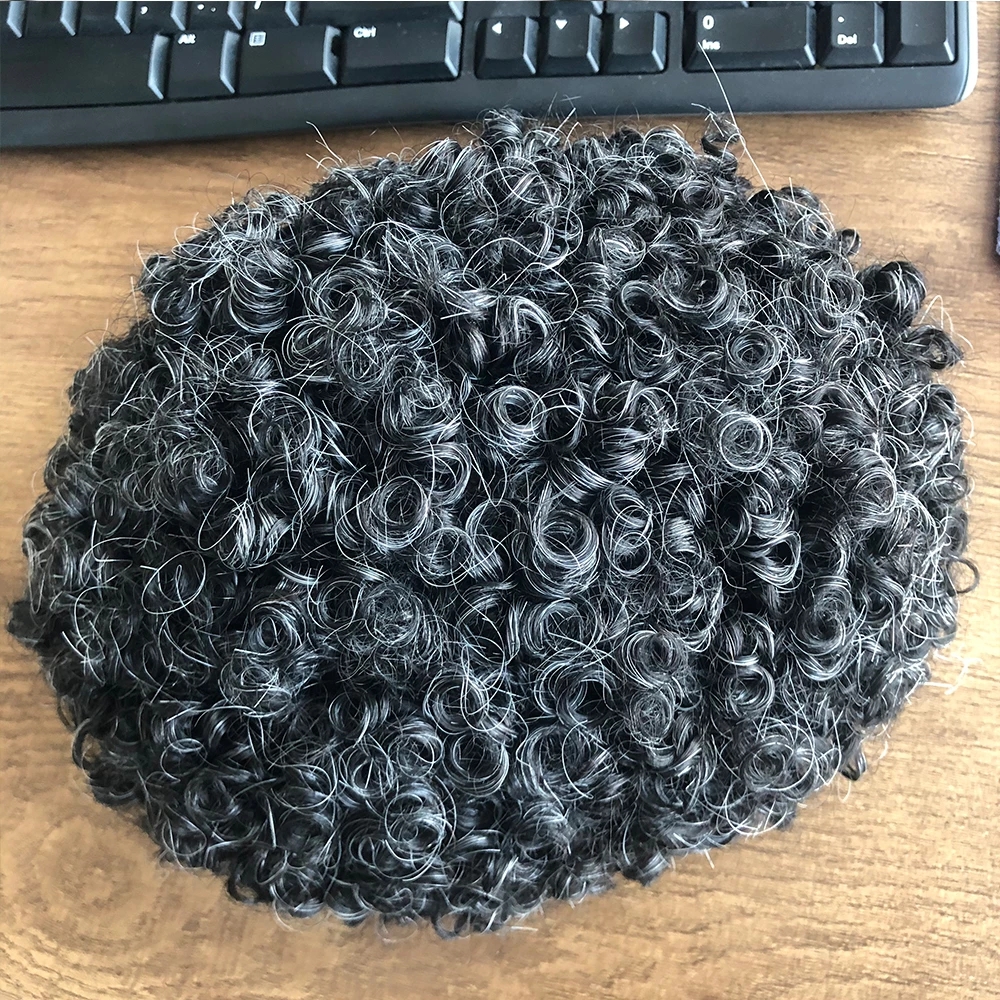 15mm Bouncy Curly Afo Men Wigs Toupee 100% Human Hair Prosthesis Systems Injected Full PU Base Afro Black Brown Men Hair Units