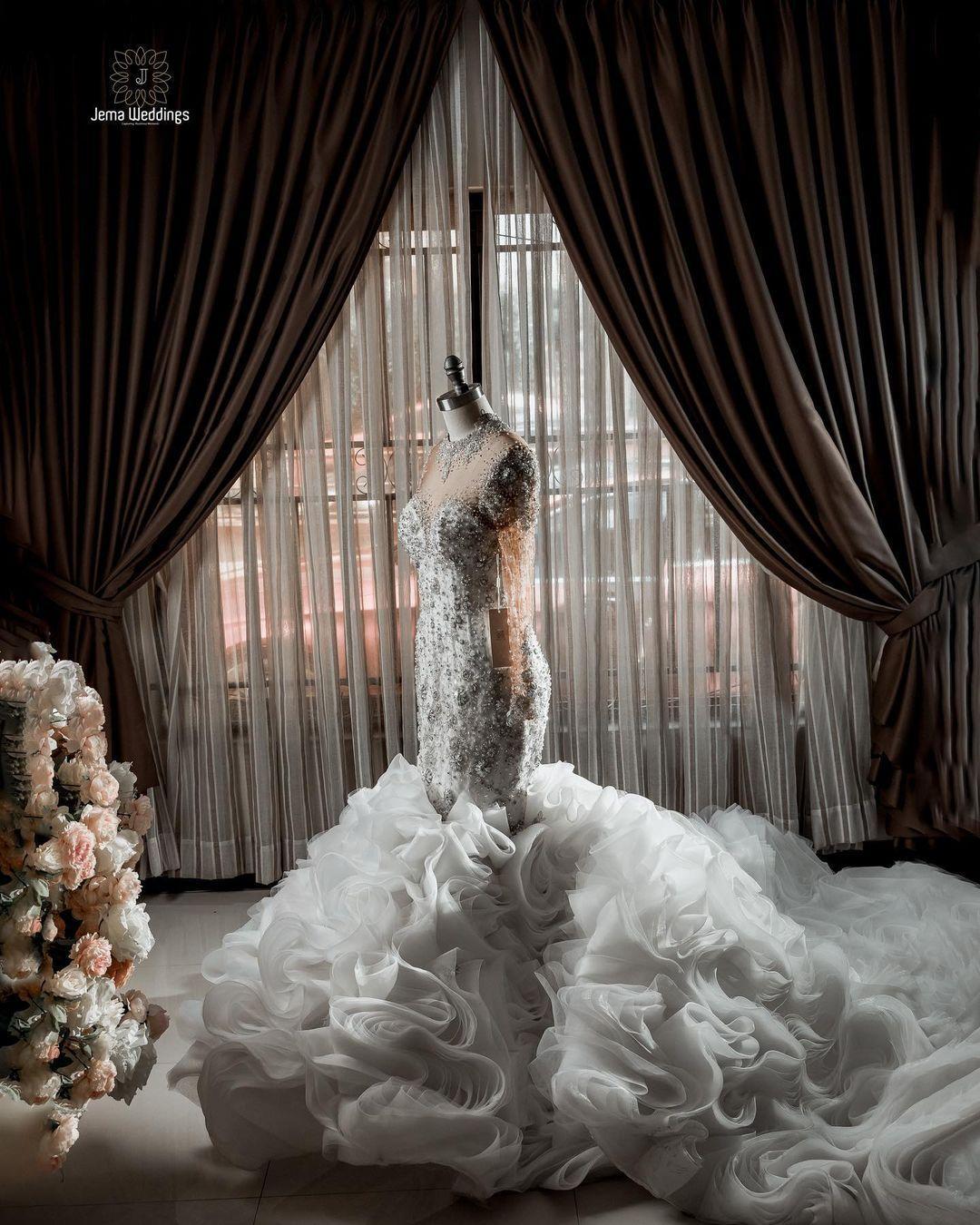 Plus Size Mermaid 2022 Wedding Dresses arabic Bridal Gowns Tiered Ruffles illusion Long Sleeve Pearls Beaded Crystal african aso ebi Robe de mariée