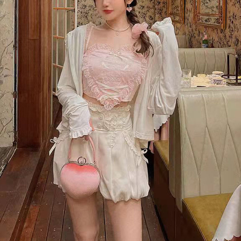 Anime Harajuku Kawaii Bustier Tank Top Women Pink Lolita Corset Tops Indie Aesthetic Alternative Korean Fashion Casual Clothes 220325