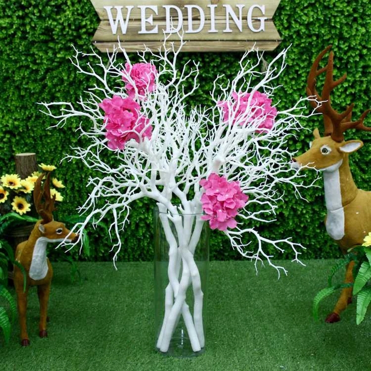 92cm Plastic Coral Tree Branch DIY Wedding Road Leading Home Garden Decor Flower Wall White Coral Branches Plants wall decor