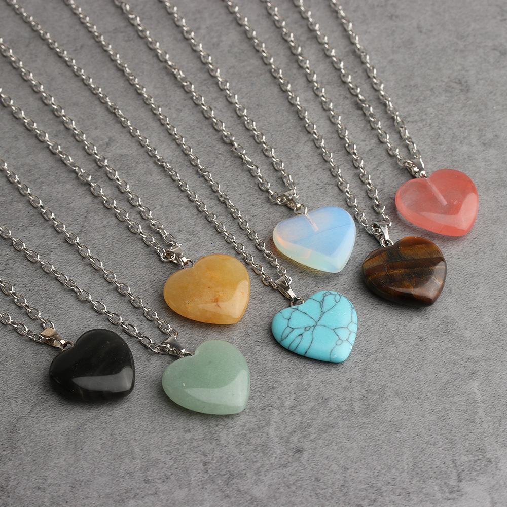 Natural Stone Pendant Druzy Drusy Necklace black pu chain Stainless Steel chainHexagonal prism cross heart star necklaces for women men jewelry