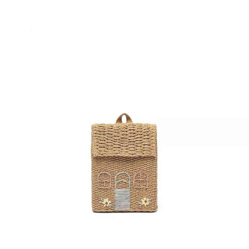 Evening Bags Tobo Children s Straw Woven Backpack Girls Cute Little House Mini Student School Bag Unique Women 220513