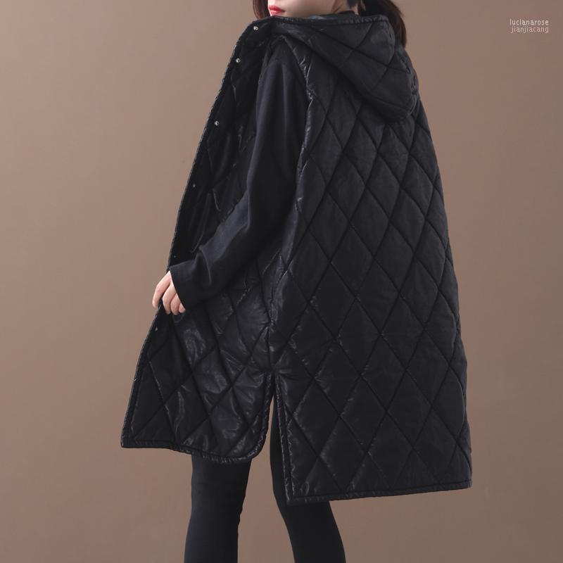 Women's Vests Female Autumn And Winter Korean Style Literary Ouerwear Rhombus Lattice Split Mid-length With Cotton Loose Leather Vest Luci22, Black
Women's Vests Female Autumn And Winter Korean Style Literary Ouerwear Rhombus Lattice Split Mid-length With Cotton Loose Leather Vest Luci22, Black