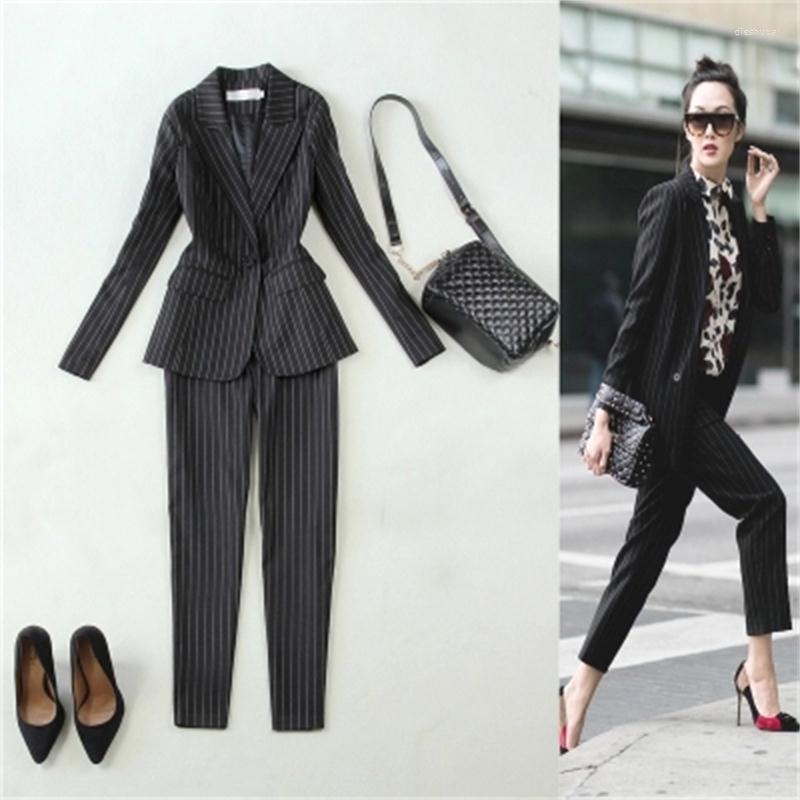 Women's Suits & Blazers Work Pant 2 Piece Sets Striped Single Button Blazer Jacket 9 Points Pants Office Lady Suit Women Outfits Autumn
Women's Suits & Blazers Work Pant 2 Piece Sets Striped Single Button Blazer Jacket 9 Points Pants Office Lady Suit Women Outfits Autumn