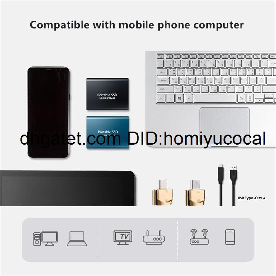 External Hard Drives 8TB High Quality Mobile Disk Type C USB 30 Portable SSD Shockproof Aluminum Solid State Notebook 500GB 1TB 2