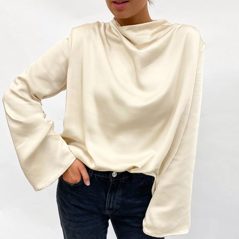 Women' Blouses & Shirts Women Autumn Long Sleeve Bluose O-neck Satin Soft Elegant Casual Flare Office Shirt Tops Mujer Blusas, Beige
Women' Blouses & Shirts Women Autumn Long Sleeve Bluose O-neck Satin Soft Elegant Casual Flare Office Shirt Tops Mujer Blusas, Beige