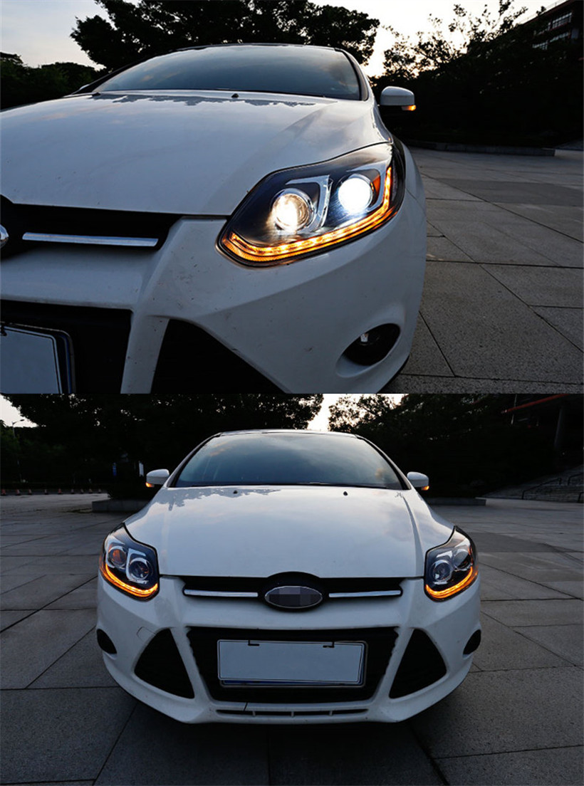 Auto Tuning LED Headlight for Ford Focus 20 12-2014 Car Daytime Running Lights LED Turn Signal Headlights Facelift