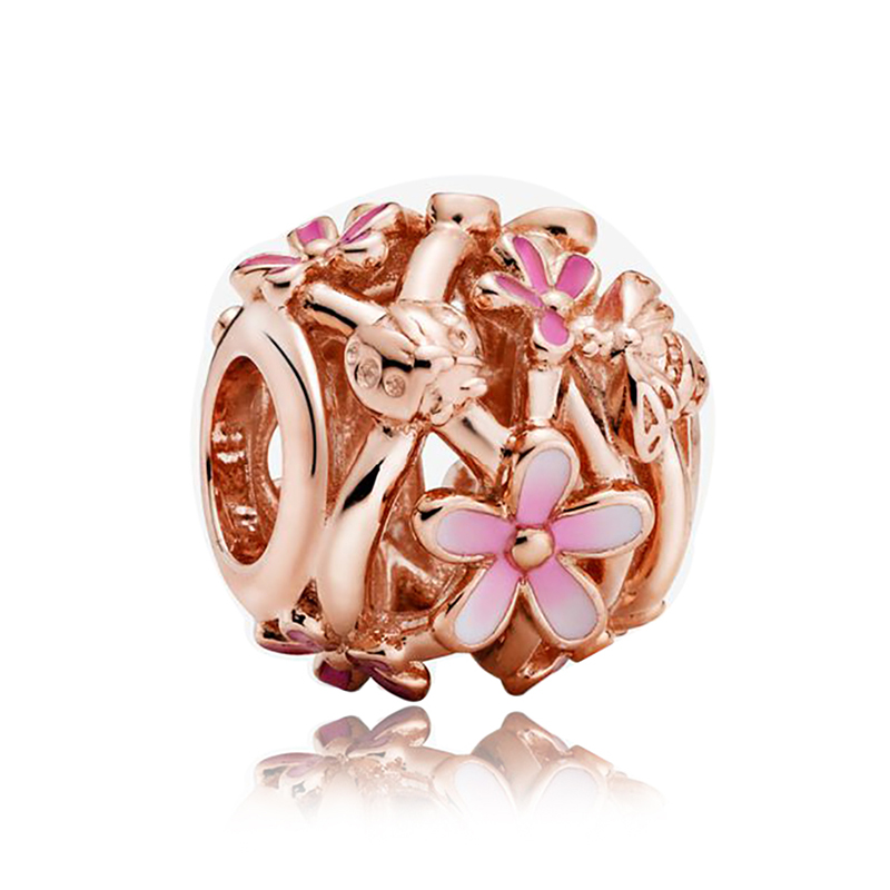 New Popular 925 Sterling Silver Rose Gold Ladybug Rainbow Unicorn Robot Big Hole Beads For S925 Snake Charm Bracelet Diy Womens Fashion Accessories