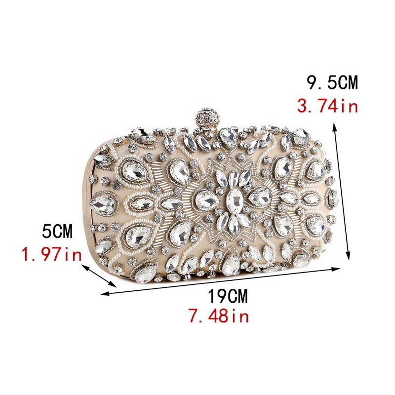 Womens Evening Bag Party Wedding Clutch For Bridal Exquisite Crystal Ladies Handbag Apricot Sier Wallet 220630