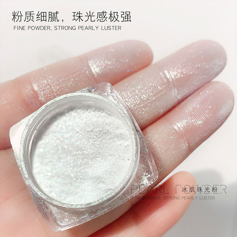 White Pearl Pigment Nail Glitter Powder Nails Art Ice Muscle Dust High Gloss Holographic Acrylic Dip UV Gel Polish Accessories 220708