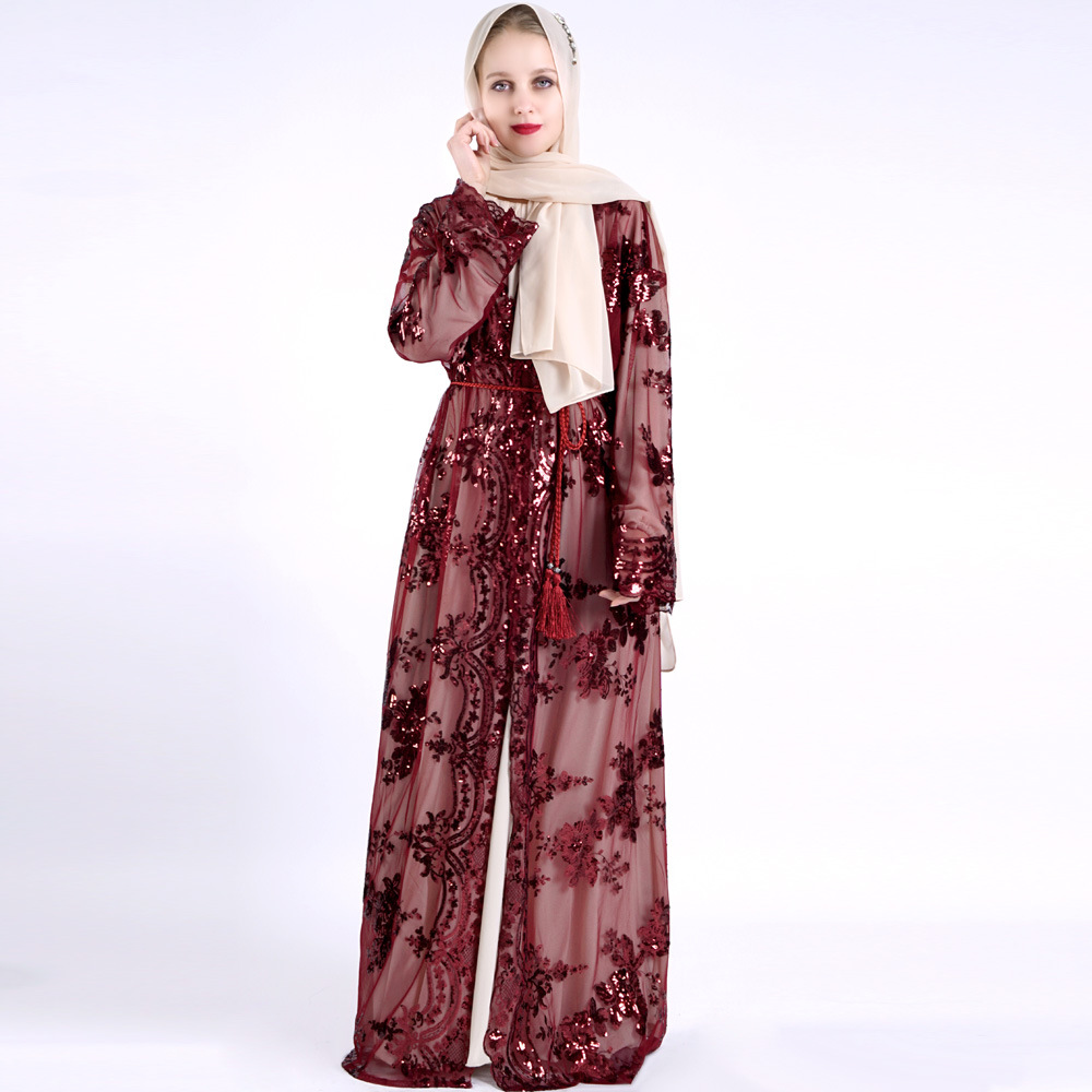 Glitter Sequin Morrocan Kaftan Evening Dress 2022 Luxury Dubai Arabic Two Piece Prom Dresses Navy Burgundy Formal Party Mariage vestidos para bodas mu