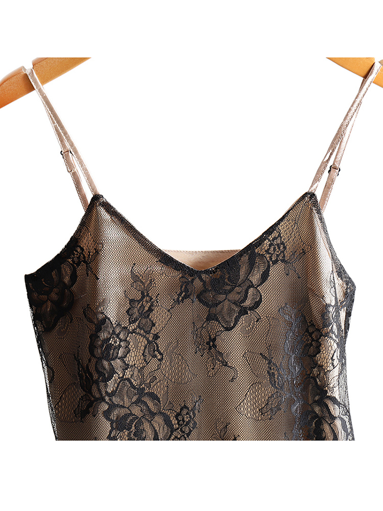 Summer Women Tank Tops Floral Lace Cami Spaghetti Strap Top Silk Halter Casual sleeveless Camis Vest Female Sexy 220316