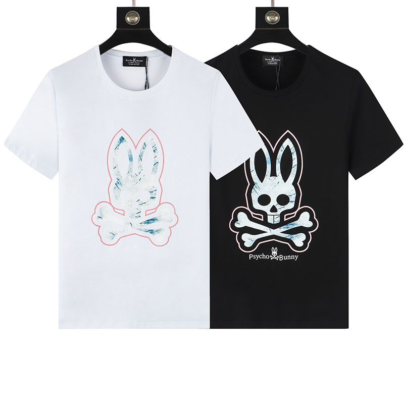 

Mens Fashion T Shirt Animal Skull Rabbit Print Men Casual TShirt Summer Tide Brand Psychological Rabbit Short Sleeve Couples Breathable Black and White Top, Customize