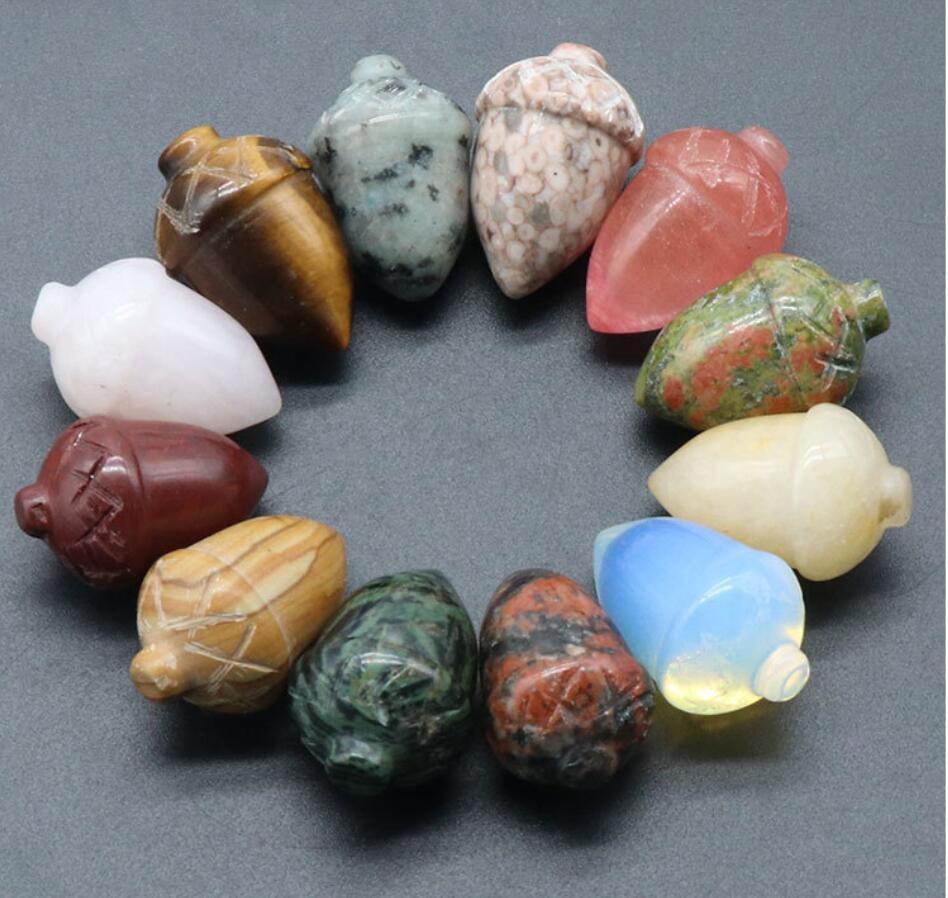 Reiki Healing Chakra Natural Stone Acorn Ornaments Quartz Mineral Crystal Tumbled Gemstone Hand Piece Home Decoration Jewelry Making Acc