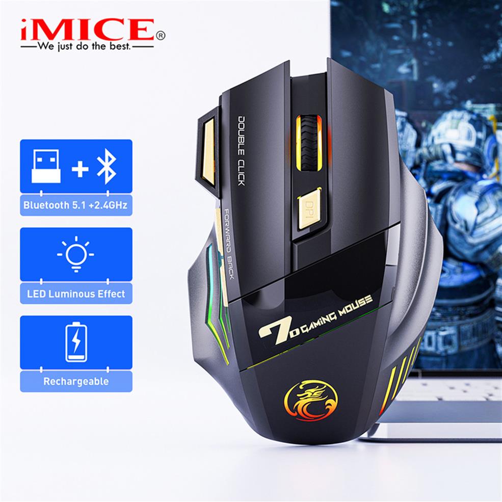 Rechargeable Wireless Mice Bluetooth Gamer Computer Ergonomic Gaming Mouse With Backlight RGB Silent Mouse For Laptop PC Epacket27