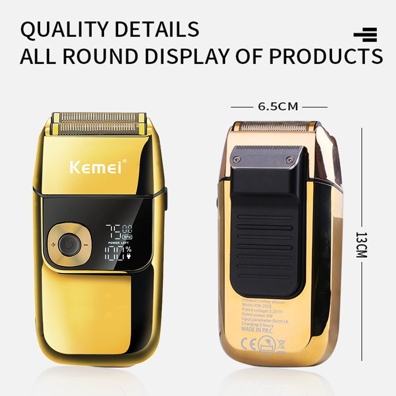 Kemei Pro Electric Foil Shavers for Men Finishing Tool Beard Trimmer Barber Reciprocating Razor LED Waterproof Shave Bald Head 220322