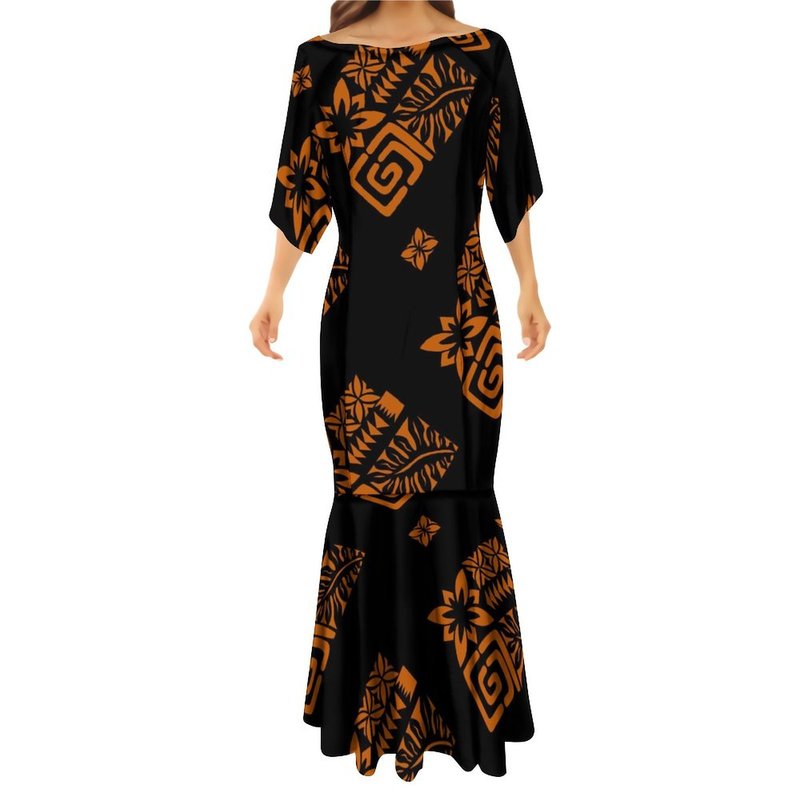 Women's Mermaid Dress Couples Dress Evening Prom Party Clothing Polynesian Tribal Custom Half Sleeve Personality Women's Dress 220706