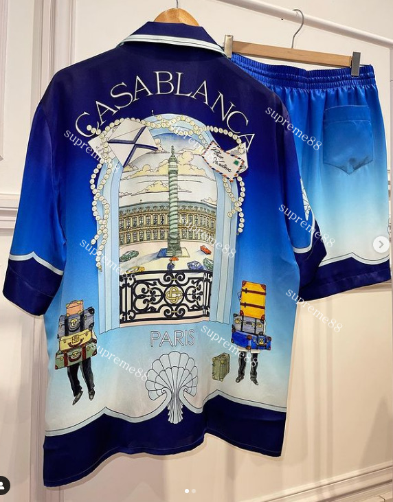 Casablanca 23ss Travel City Palace-car Designer Hawaiian Short Sleeve Shirt Button Up Casablanc Shirts, Blue shorts
Casablanca 23ss Travel City Palace-car Designer Hawaiian Short Sleeve Shirt Button Up Casablanc Shirts, Blue shorts
