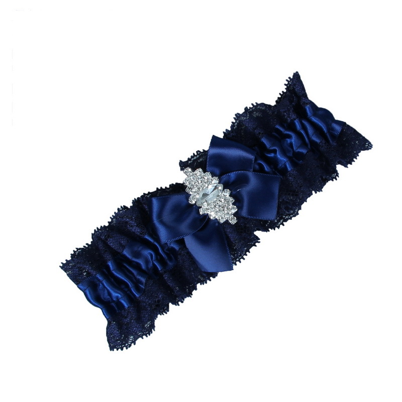 Bridal Garters Navy bridal leg band Lace garter handmade Garters Wedding Accessories
