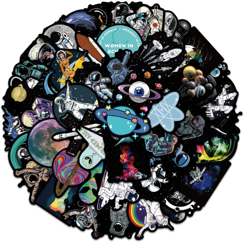 50Pcs/Lot Black Series Fantasy Planet Sticker Outer Space Astronaut DIY Graffiti Kids Toy Skateboard car Motorcycle Bicycle Sticker Decals Wholesale