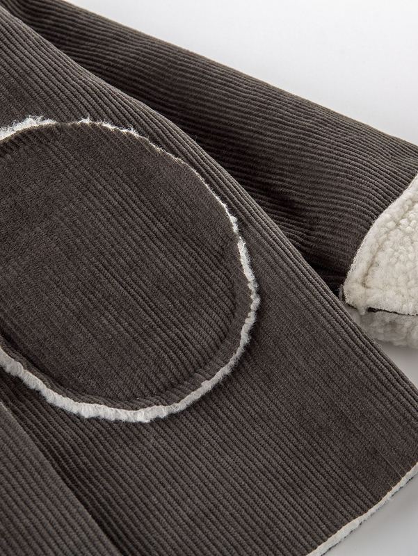 Toddler Boys Double Pocket Drop Shoulder Teddy Lined Corduroy Coat SHE