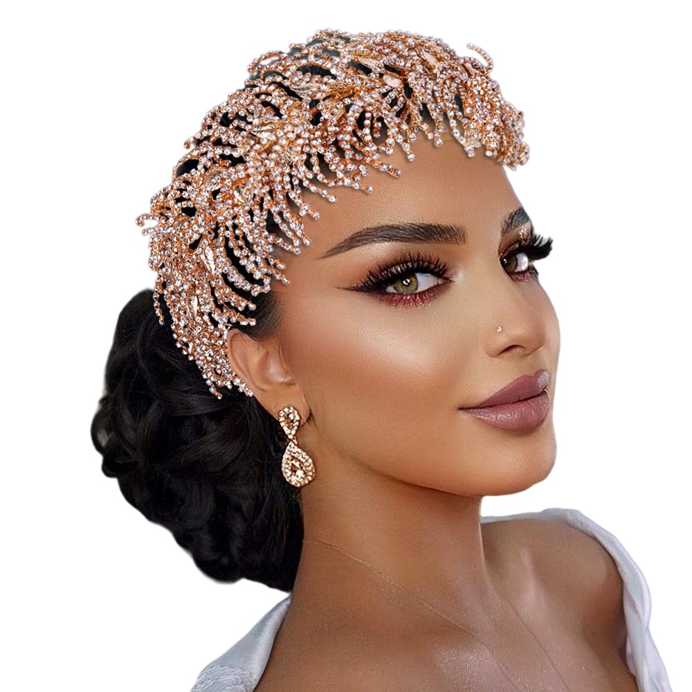 Bridal Wedding Tiara Wide Hair Band Soft Silk Bridal Headwear Crown Rhinestone with Wedding Jewelry Hair Accessories Diamond Bridal Crowns Headpieces