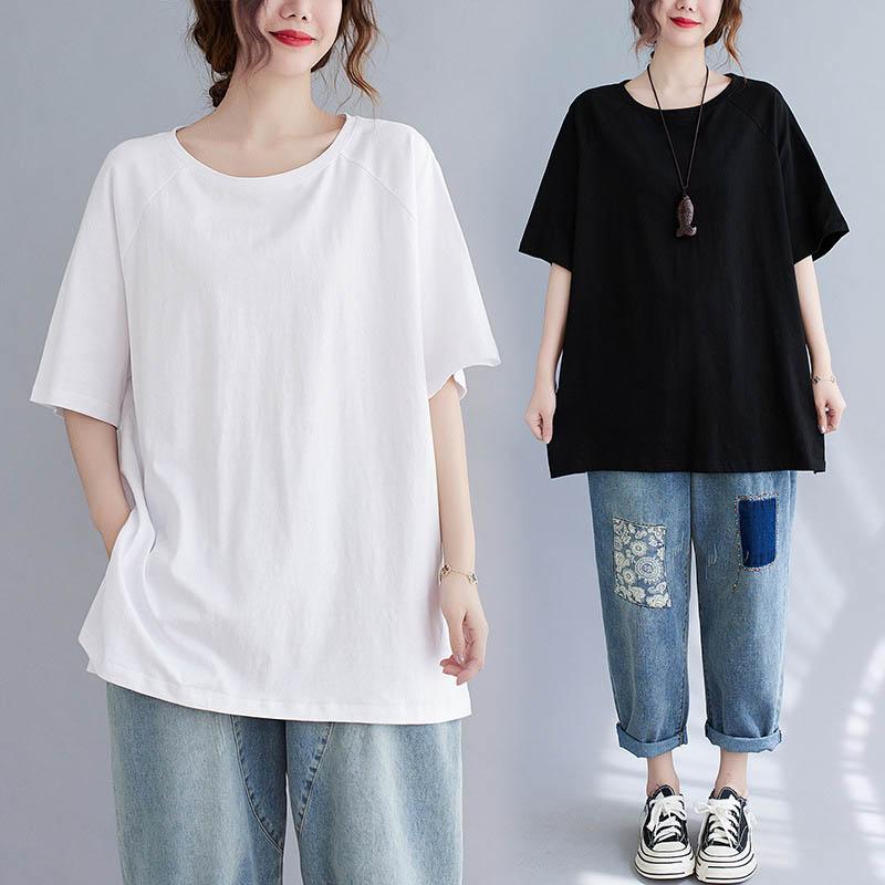 Women's T-Shirt 150Kg Oversized Women's Summer Loose Horn Sleeve Split Bust 148m 7XL 8XL 9XL Solid Short-sleeved Black WhiteWomen's
Women's T-Shirt 150Kg Oversized Women's Summer Loose Horn Sleeve Split Bust 148m 7XL 8XL 9XL Solid Short-sleeved Black WhiteWomen's