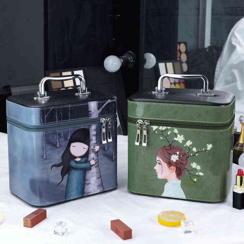 Korean creative portable cosmetic bag lovely printed storage large capacity Travel Cosmetic Case 220518