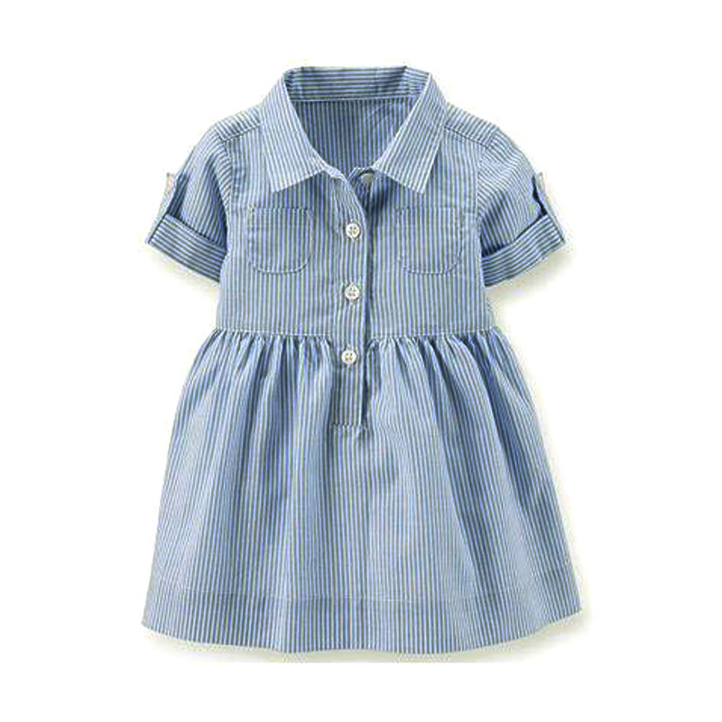 Girl Summer Short Sleeve Striped Turn-Down Collar Dress Baby Light Blue Skirt Baby Clothing
Girl Summer Short Sleeve Striped Turn-Down Collar Dress Baby Light Blue Skirt Baby Clothing