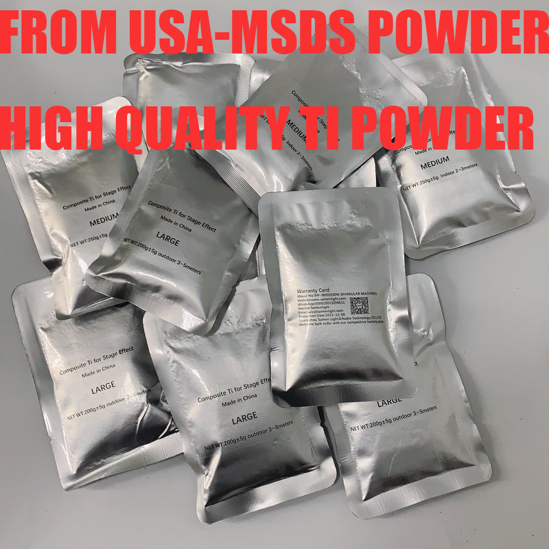 

USA STOCK 10 BAGS Smokeless MSDS Composite Ti Powder 200g/bag TI Powder For Cold Spark Machine Wedding Party Sparkular Machine Titanium Consumble Powder
