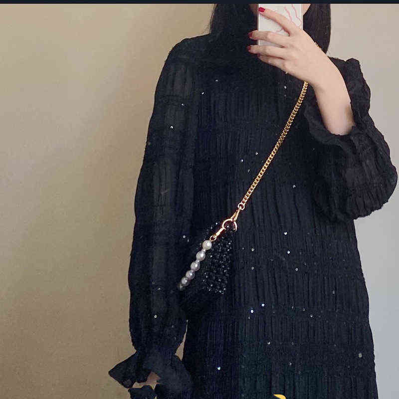 Evening Bags Customized Summer Bead Beach for Women 2022 Metal Golden Chain Design Handmade Woven Female Shoulder Bag Can Hold Phone 220513