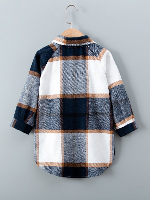 Toddler Boys Plaid Raglan Sleeve Overcoat SHE