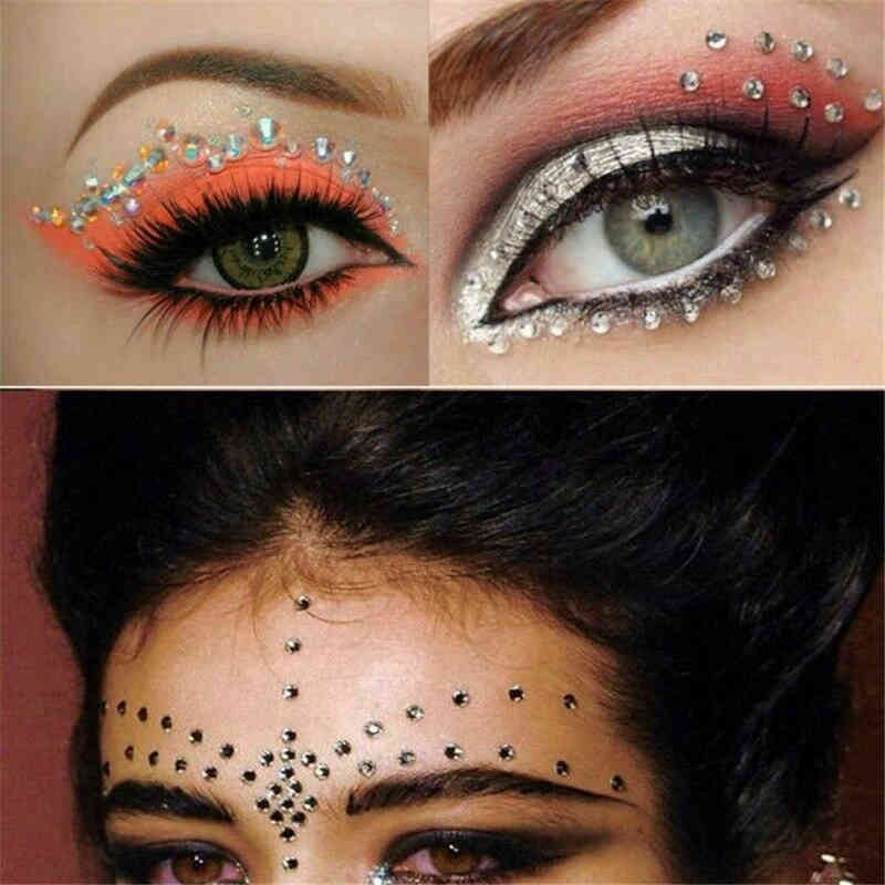 NXY Temporary Tattoo Fashion Women Diamond Makeup Eyeliner Eyeshadow Face Sticker Jewel Crystal 0330