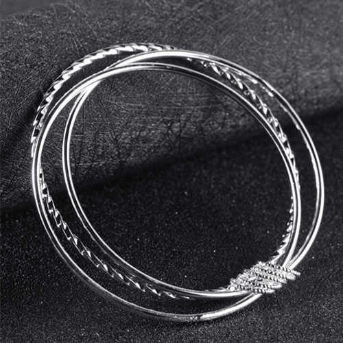 New Hot Special 925 Silver Fine Three Circles Bangle For Women Fashion Party Wedding Jewelry Christmas Gifts