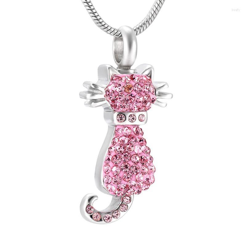 Pendant Necklaces Lovely Cat With Pink/White/Black Crystal Cremation Jewelry Stainless Steel Keepsake Ashes Memorial Urn Necklace
Pendant Necklaces Lovely Cat With Pink/White/Black Crystal Cremation Jewelry Stainless Steel Keepsake Ashes Memorial Urn Necklace