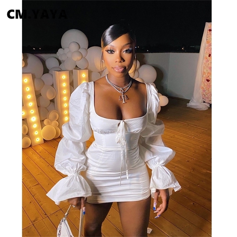 CM.YAYA Women Mini Dress Solid Full Puff Sleeve Square Collar Bandage Stretchy Bodycon Dresses Sexy Fashion Vestidos Summer 220418, Black
CM.YAYA Women Mini Dress Solid Full Puff Sleeve Square Collar Bandage Stretchy Bodycon Dresses Sexy Fashion Vestidos Summer 220418, Black