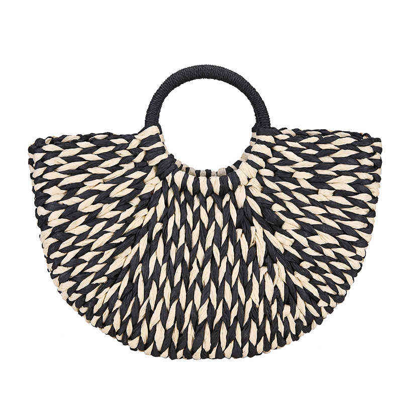 Evening Bags Zomer Halve Cirkel Stro Handtassen Voor Vrouwen Bohemen Strand Tassen Mode Schoudertas Dames Shopper Top Handvat Tas Portemonnees 2022 In