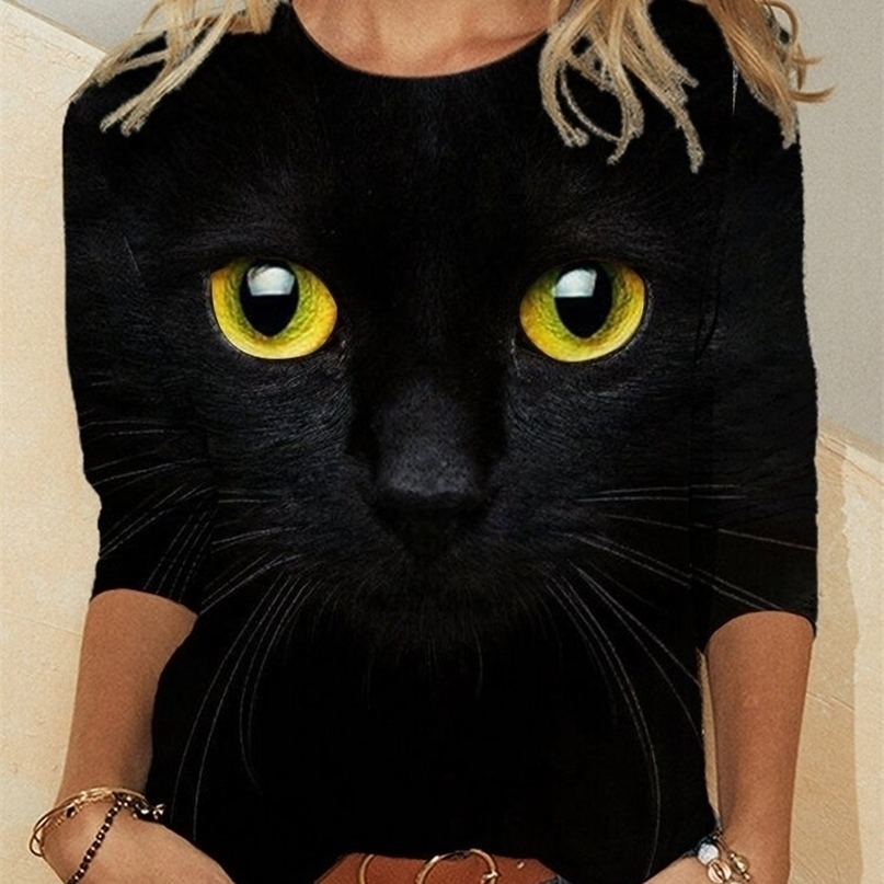 Fall Spring Women Tops Cat Print shirt 3XL Casual Black shirts Long Sleeve Funny Cartoon Tees Lady T Shirt 220402, Style3
Fall Spring Women Tops Cat Print shirt 3XL Casual Black shirts Long Sleeve Funny Cartoon Tees Lady T Shirt 220402, Style3