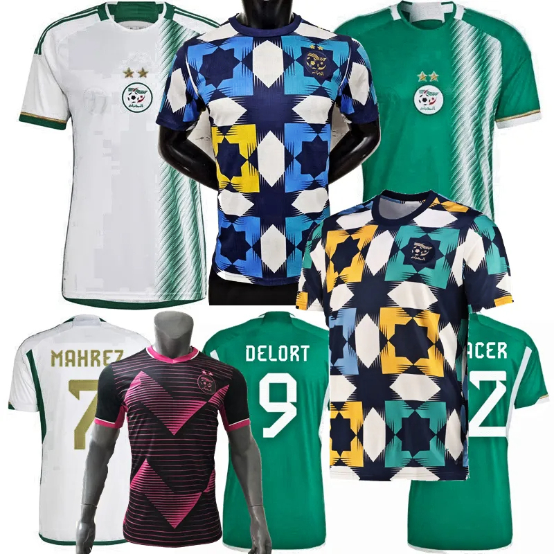 Player Fans 2022 2023 Algeria Soccer Jerseys Two stars DELORT OUNAS BENTALEB MAHREZ BELAILI BENNACER BENSEBAINI national team 22 23 training football shirt
