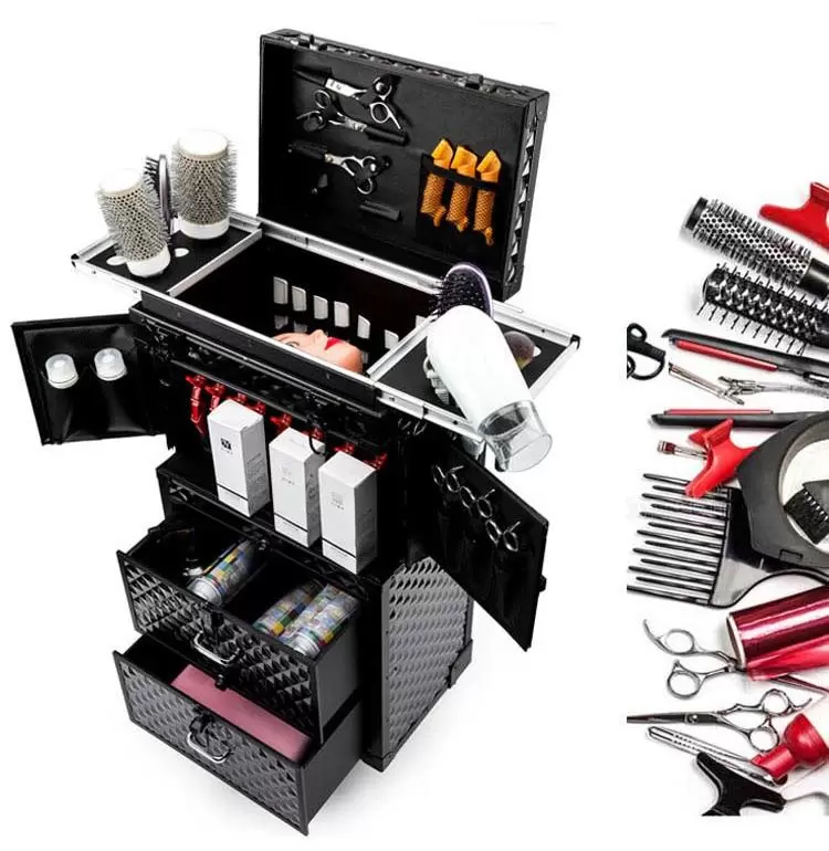 Suitcases Women Large Capacity Trolley Cosmetic Case Rolling Luggage Bag,Nails Make Up Toolbox,Multi-layer Beauty Tattoo Suitcase