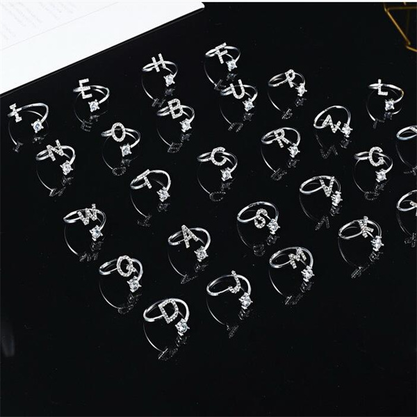 A-Z Letter Adjustable Opening Gold Rings For Women Couple Alphabet Name Men Initials Ring Wedding Finger Jewelry GC1229