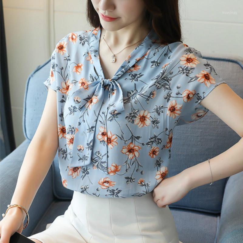Summer Blouses Women Chiffon Blouse Floral Print Shirts Femme Short Sleeve Tops Fashion Bow V-neck Women's &, Blue
Summer Blouses Women Chiffon Blouse Floral Print Shirts Femme Short Sleeve Tops Fashion Bow V-neck Women's &, Blue