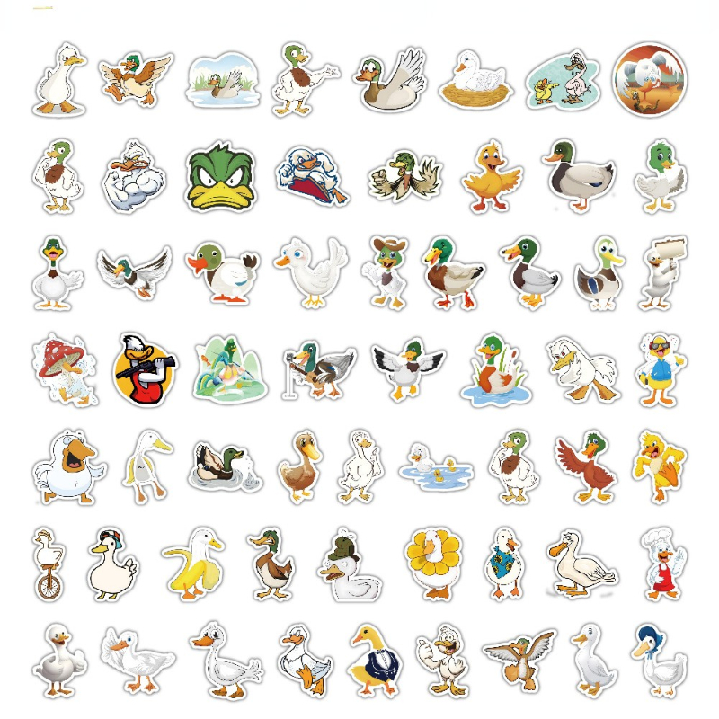 60Pcs Cartoon Cute Duck Sticker Graffiti Stickers DIY Luggage Skateboard car Stickers
