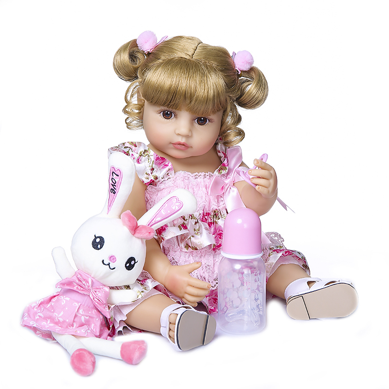 NPK 50CM Full Body Soft Silicone Sweet Face Reborn Toddler Baby Girl Doll Birthday Christmas Gift High Quality 220505