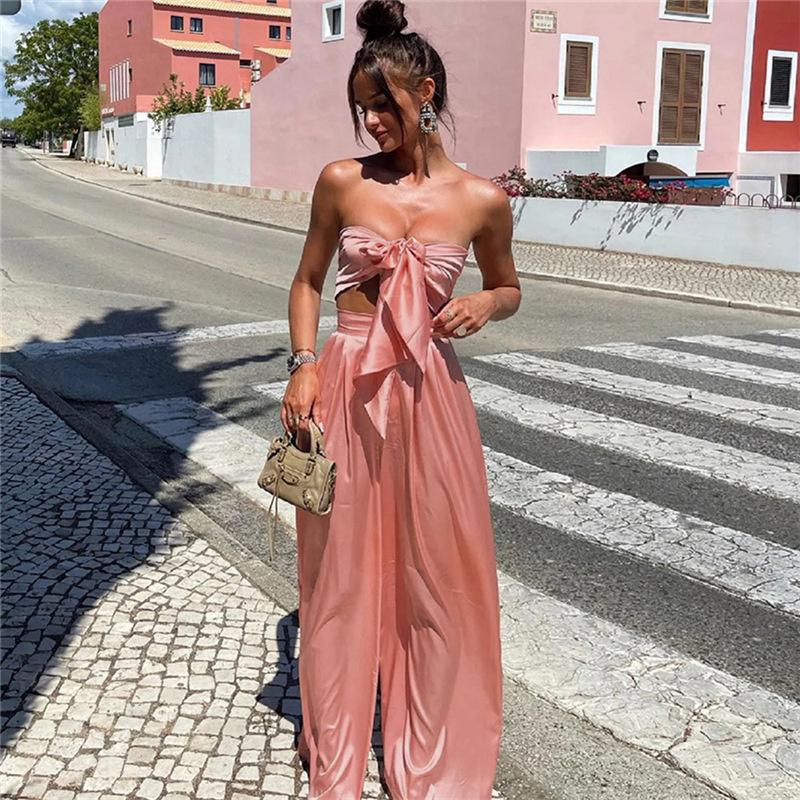 Women' Two Piece Pants Summer Strapless Crop Top High Waist Wide Leg Casual Suit Women Solid Loose Bow Tied Satin SetWomen, Pink
Women' Two Piece Pants Summer Strapless Crop Top High Waist Wide Leg Casual Suit Women Solid Loose Bow Tied Satin SetWomen, Pink