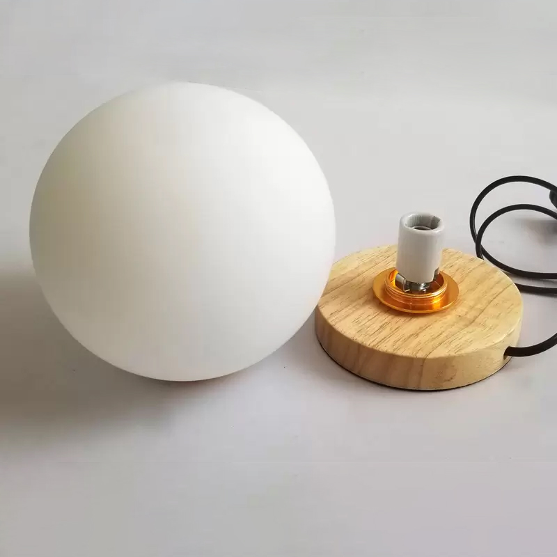 Simple Glass Table Lamp Wood Base Lamps For Bedroom Living room Children Reading Desk Lamp Lighting