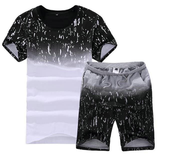 Summer Men's Sets Casual Short Sleeve Tracksuit Men Printed T-Shirt Shorts Outfits Fashion Two Piece Sets Mens Clothing
