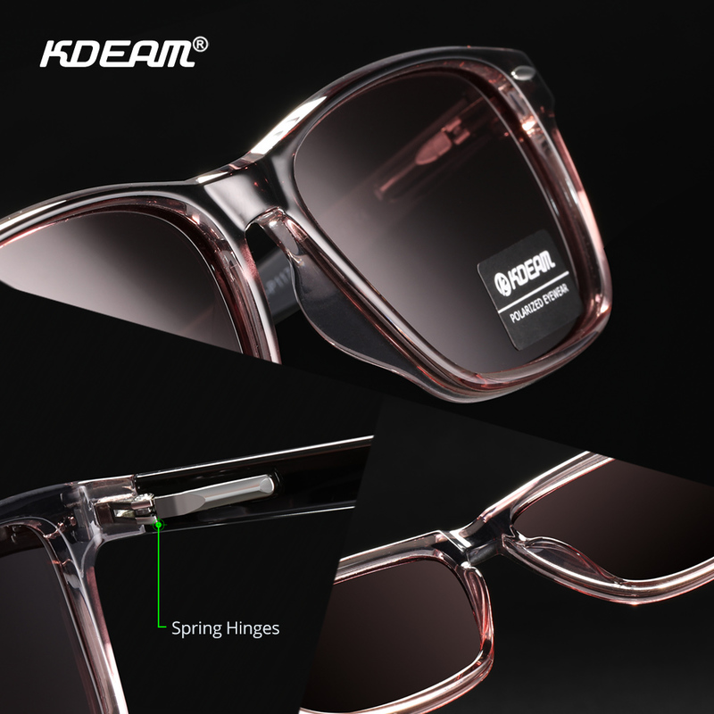 KDEAM All Matching Square Polarized Sunglasses For Men Women TR90 Material Frame Spring Hinges KD398 220521