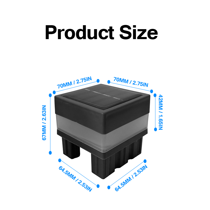 2.5x2.5 LED Solar Garden Lights Outdoor Waterproof Fence Pillar Lamps For Wrought Iron Fencing Front Yard and Backyards Gate Landscaping Residential C