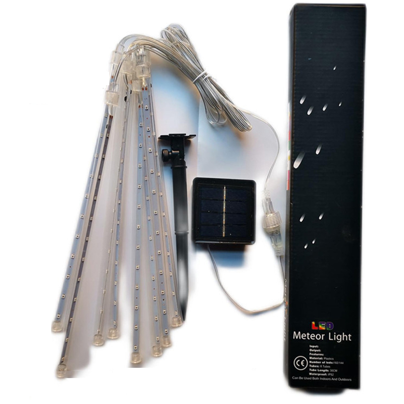 8tubes Waterproof Solar LED Meteor Shower Rain Tubes String Lighting for Party Wedding Decoration Christmas Holiday Light 30cm 50cm 80cm